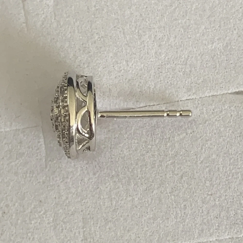 Double Beaded Genuine Natural Diamond Stud Earrings Sterling silver 925 - Picture 7 of 7